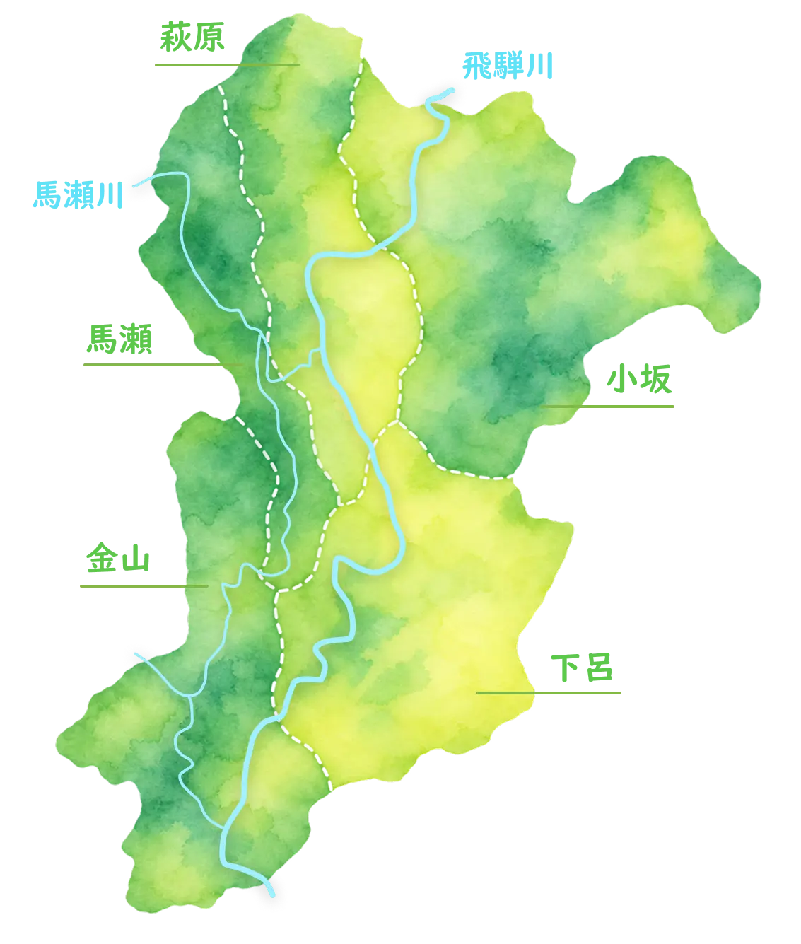 下呂・金山・萩原エリアマップ